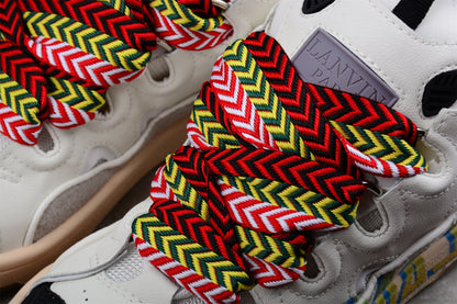 Lanvin Curb White Ivory Leather Sneakers