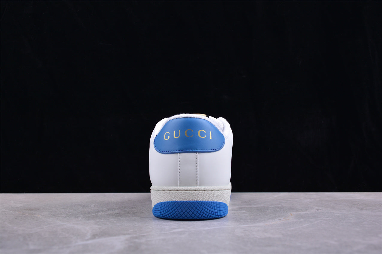 Gucci Screener White & Blue Leather Sneakers
