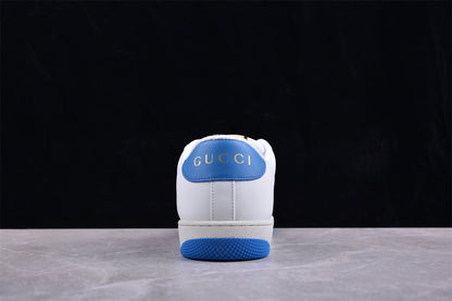 Gucci Screener White & Blue Leather Sneakers