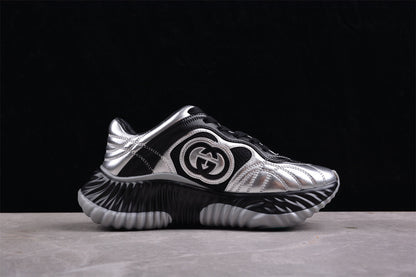 Gucci Ripple Silver & Black Leather Sneakers