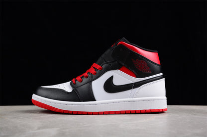 Nike Air Jordan 1 Mid White Black Gym Red Sneakers