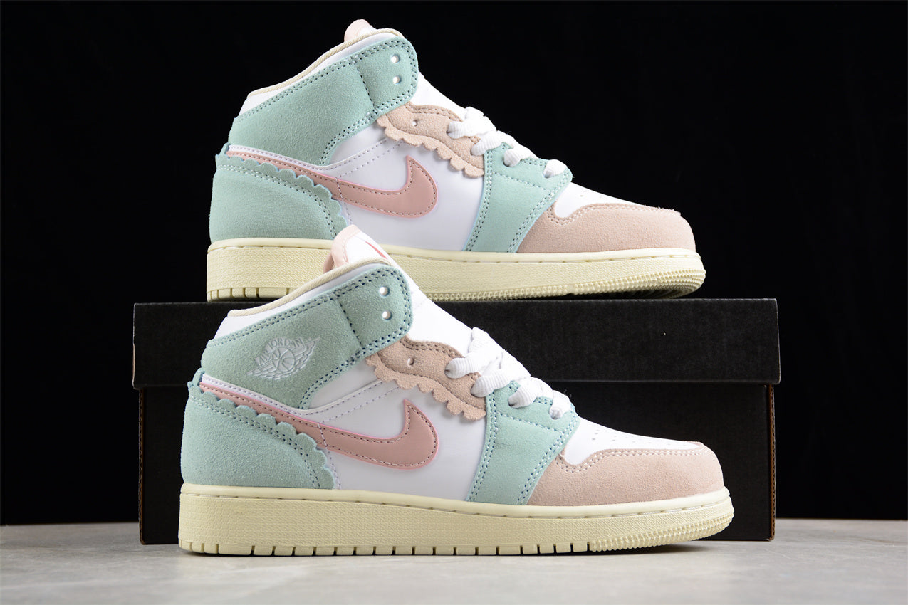 Air Jordan 1 Mid GS "Pink Oxford" (Youth)