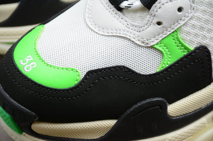 Men's White & Neon Green Chunky Sneakers