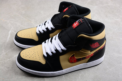 Air Jordan 1 Mid Tartan Swoosh Sneakers