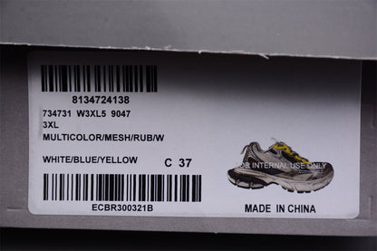 Balenciaga 3XL Worn-Out White, Blue & Volt Yellow