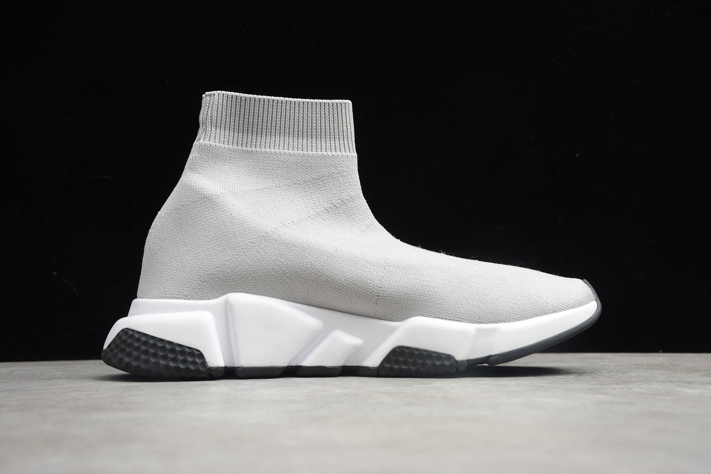 White & Black Speed Knit Sneakers