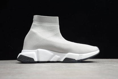 White & Black Speed Knit Sneakers