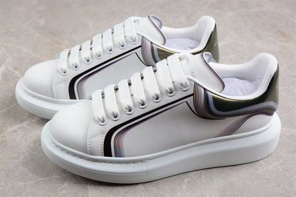 Alexander McQueen Oversized White Silver Leather Sneakers