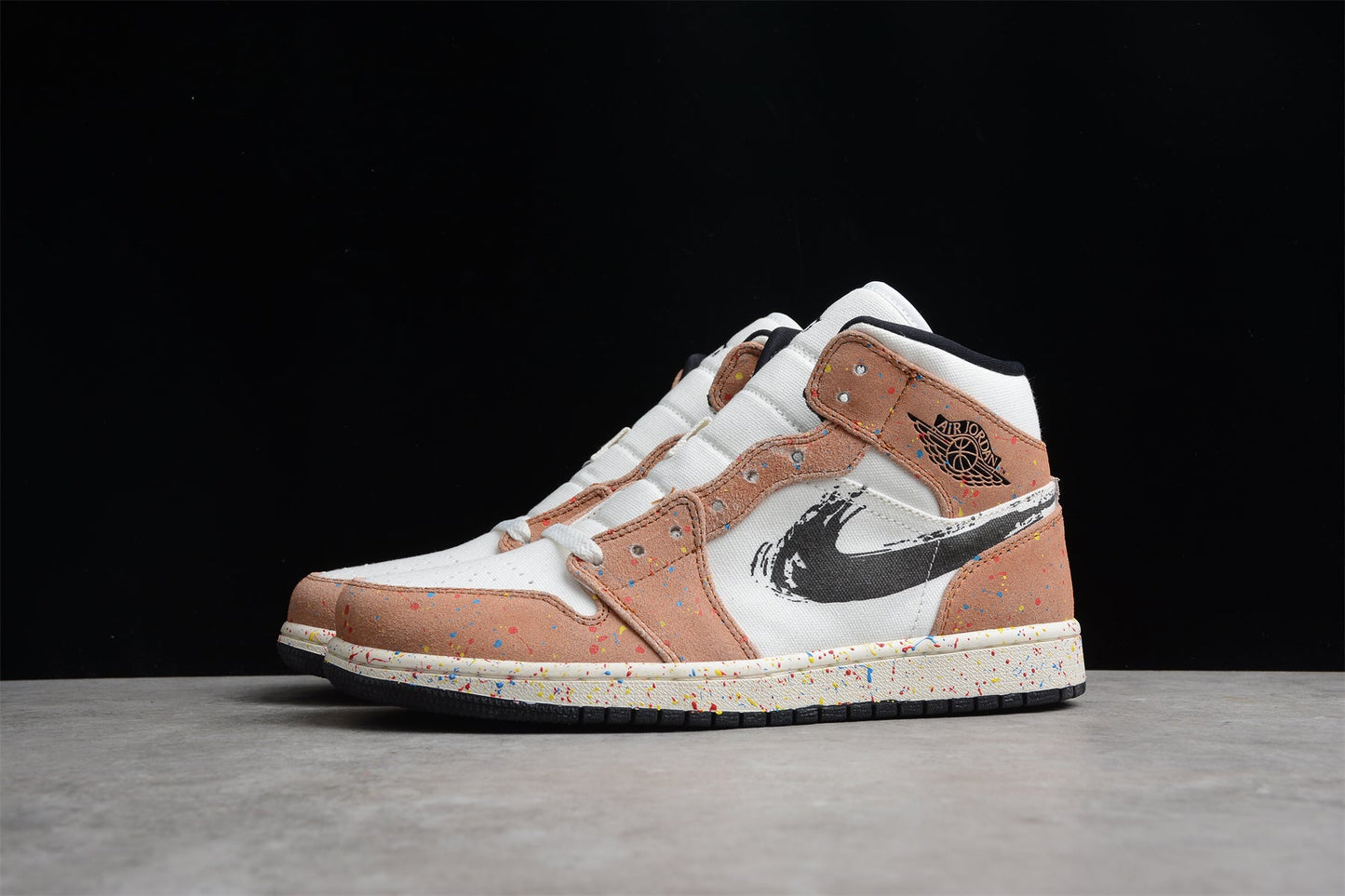 Air Jordan 1 Mid SE GS "Brushstroke Paint Splatter"