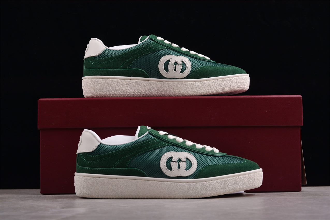 Gucci Interlocking G Green Suede Low Top Sneakers