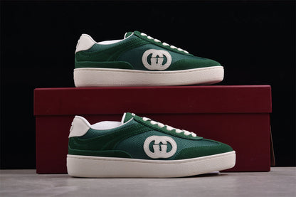 Gucci Interlocking G Green Suede Low Top Sneakers