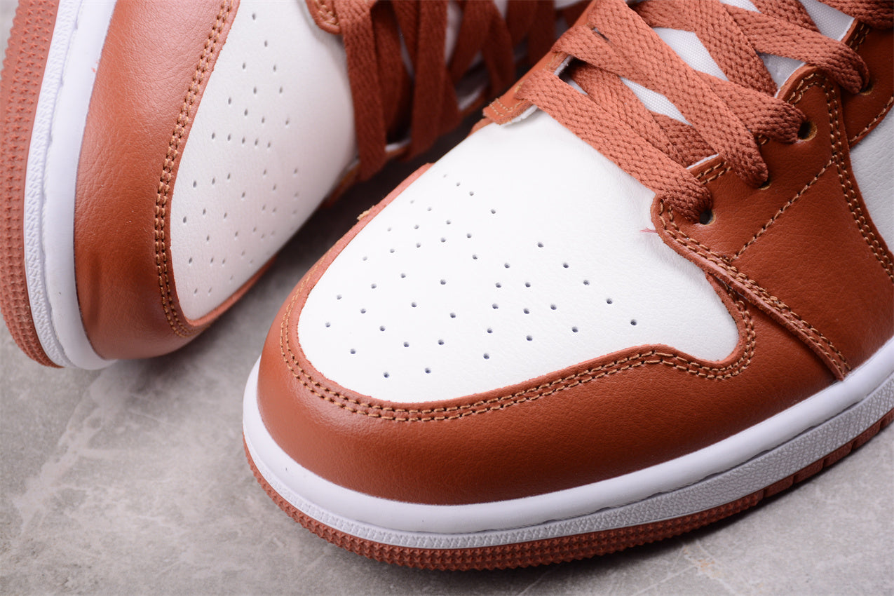 Nike Air Jordan 1 Mid "Dusty Peach Sail White Night Maroon"