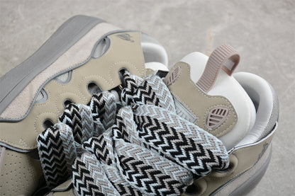 Lanvin Curb Grey Suede Leather Sneakers
