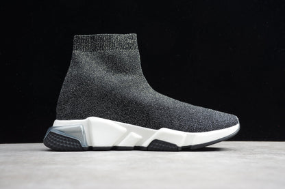 Grey & White Speed Knit Sneakers
