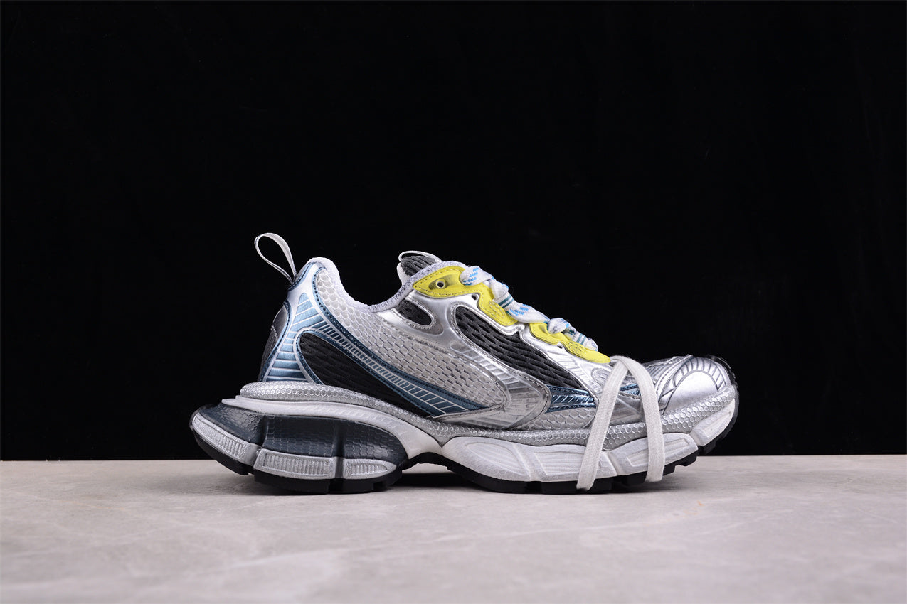 Balenciaga 3XL Worn-Out White, Blue & Volt Yellow