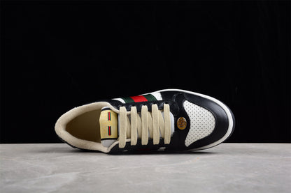 Gucci Women's Screener Black White Leather Sneakers