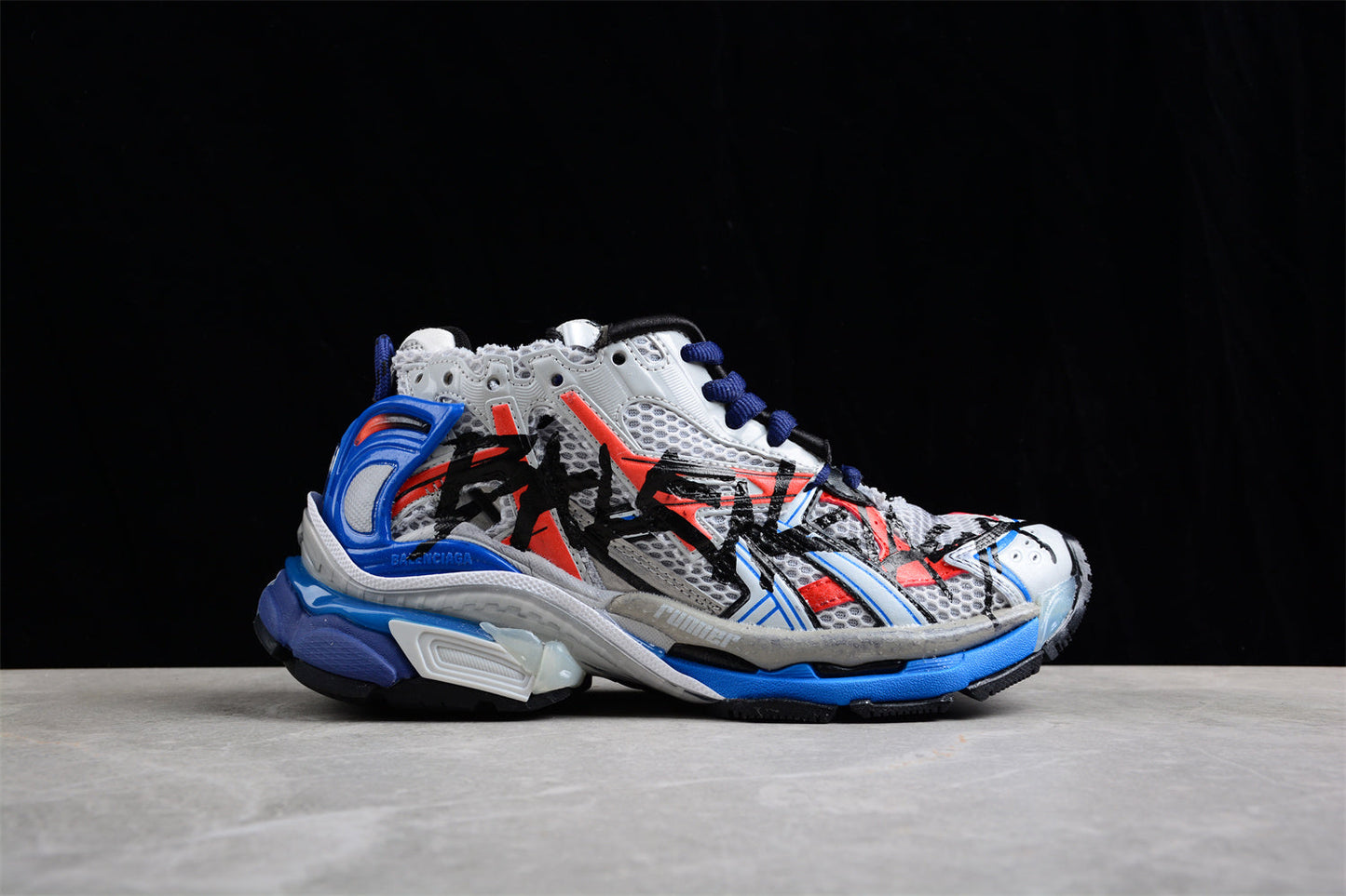Balenciaga Runner 7.0 Blue Orange Graffiti Sneakers