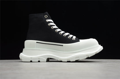 Alexander McQueen Tread Slick Black White Canvas Boots