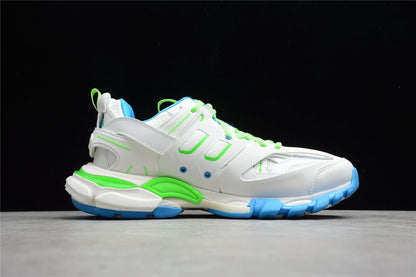 Women's White & Green Track Lifestyle Sneakers