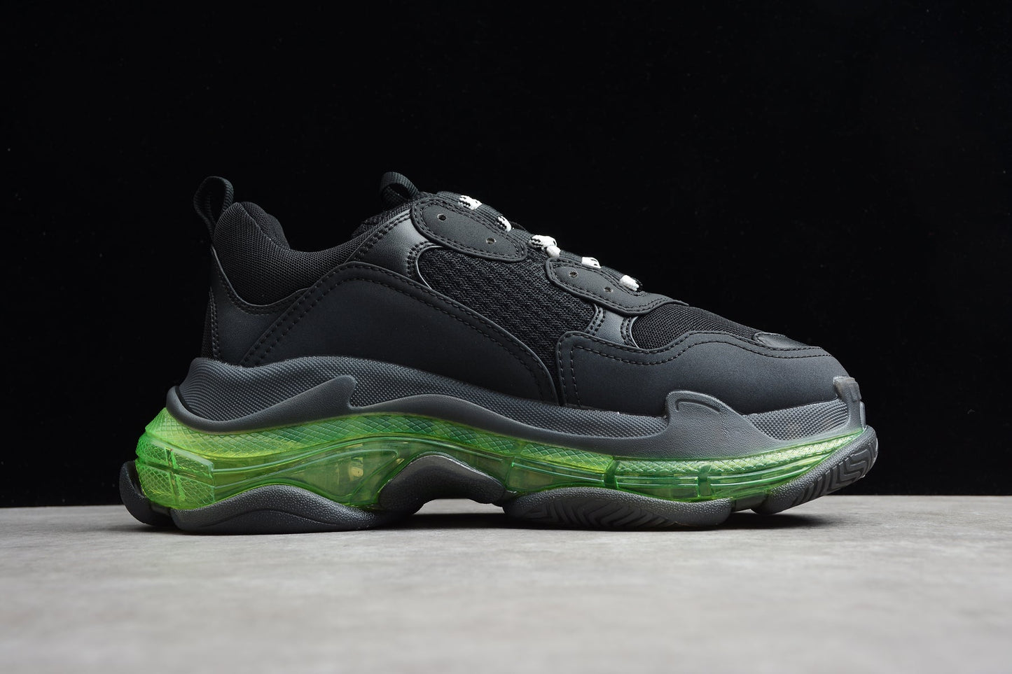 Balenciaga Women’s Triple S Black Green Clear Sole Sneakers