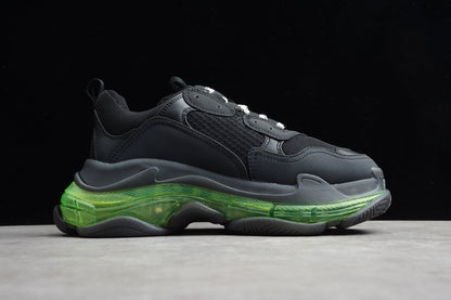 Balenciaga Women’s Triple S Black Green Clear Sole Sneakers