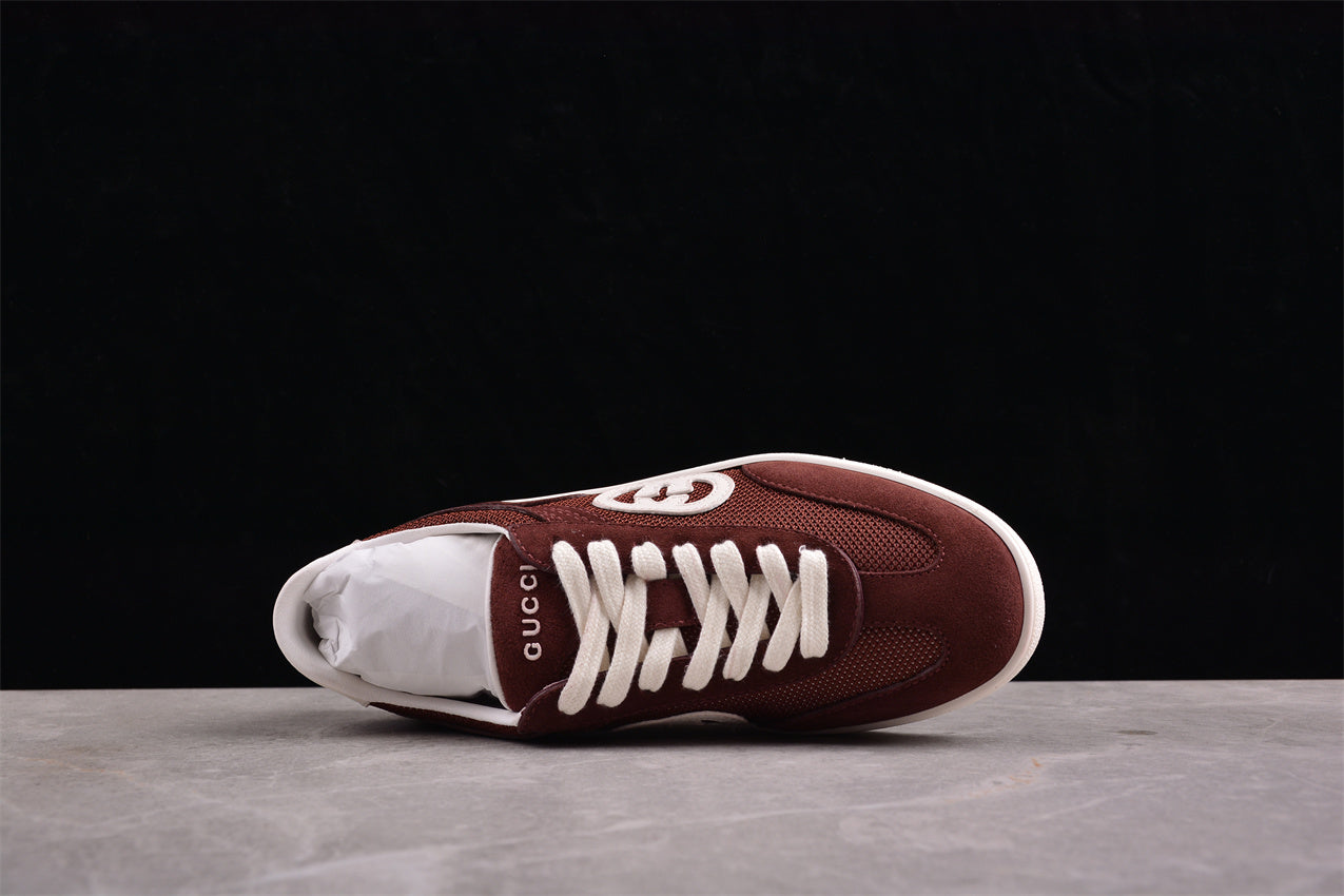 Gucci Interlocking G Brown Suede Low Top Sneakers