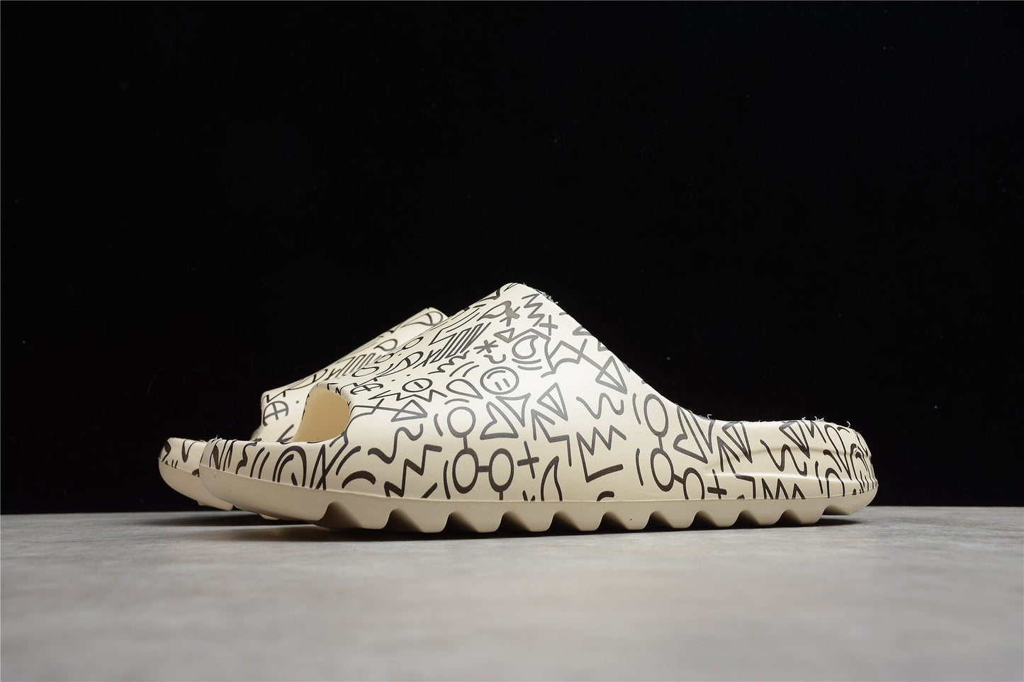 Adidas Yeezy Slide Bone White Black Graffiti Sandals