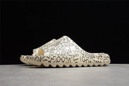 Adidas Yeezy Slide Bone White Black Graffiti Sandals