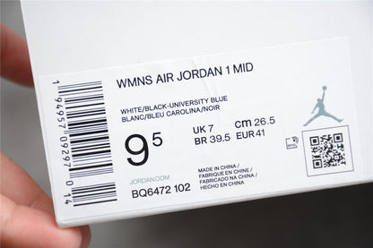 Nike Air Jordan 1 Mid University Blue Black Sneakers