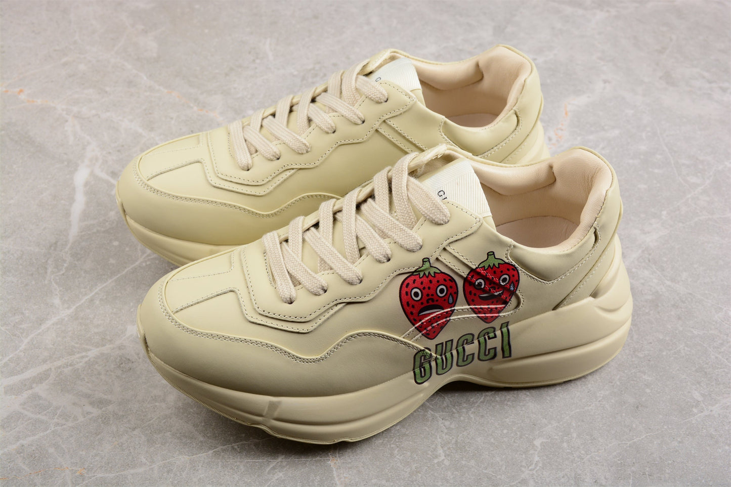 Gucci Rhyton Strawberry Print Ivory Sneakers