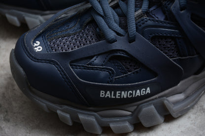 Men's Navy Blue Track Clear Sole Sneakers