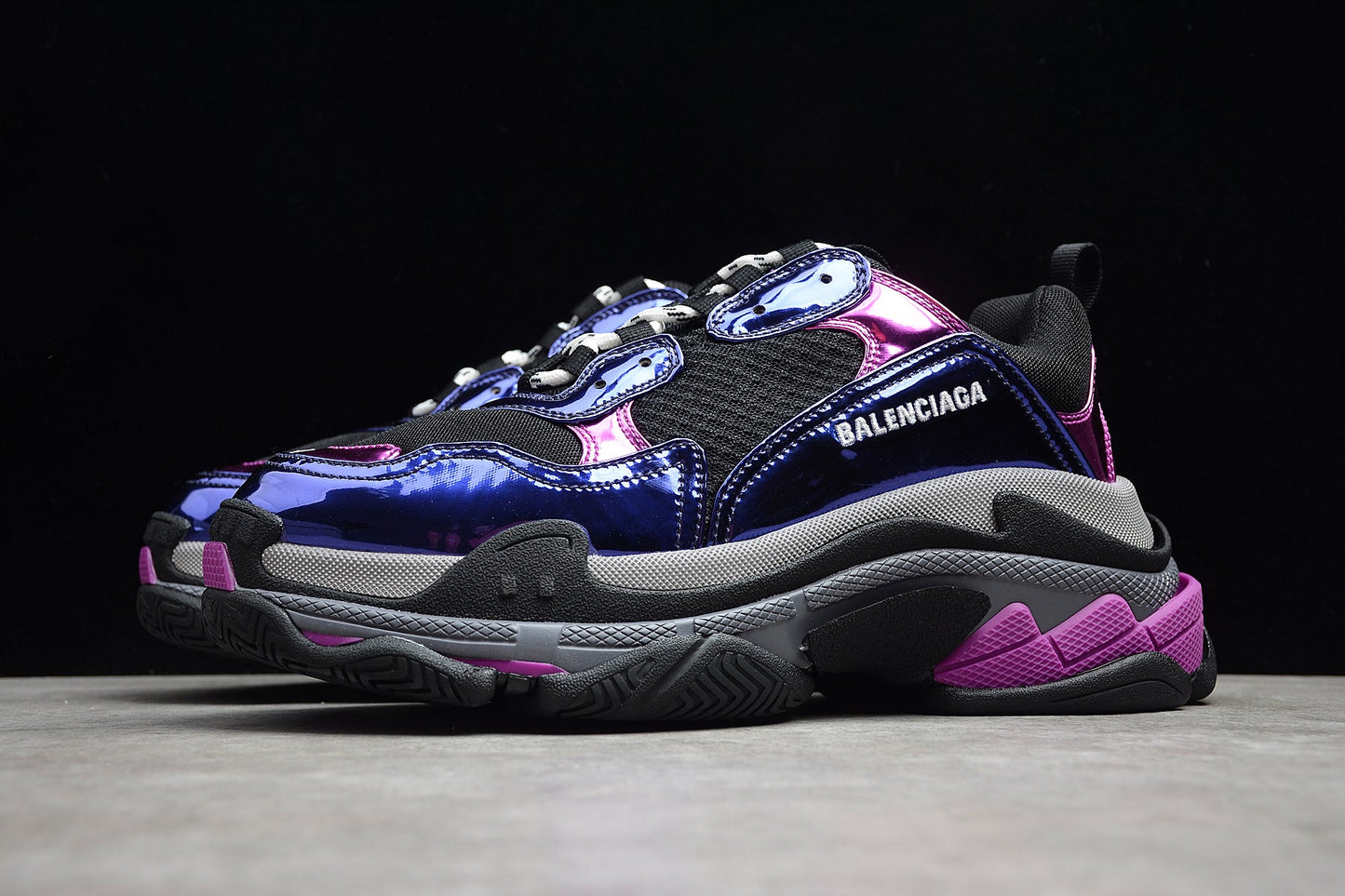 Men's Blue & Purple Metallic Chunky Sneakers
