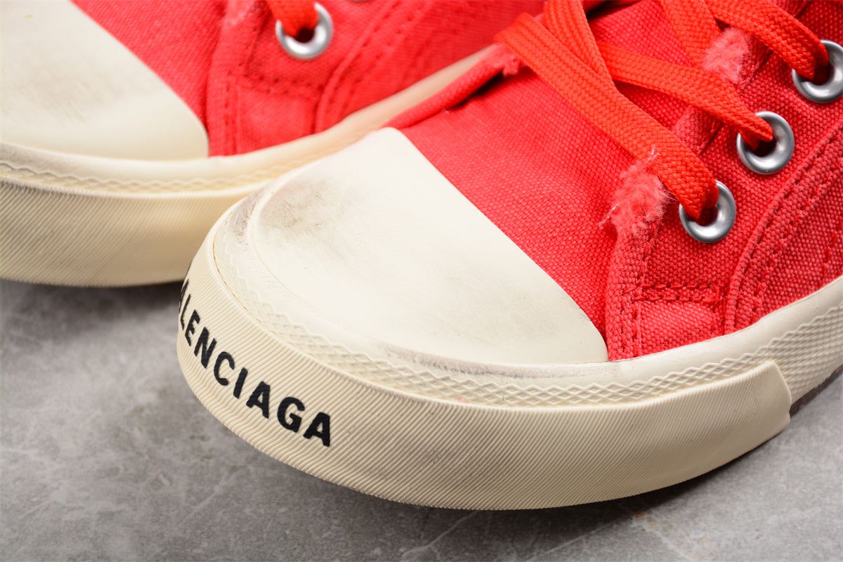 Balenciaga Paris Low Top Canvas Red Sneakers