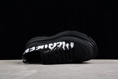 Alexander McQueen Tread Slick Graffiti Black Canvas Sneakers