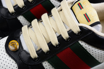 Gucci Women's Screener Black White Leather Sneakers