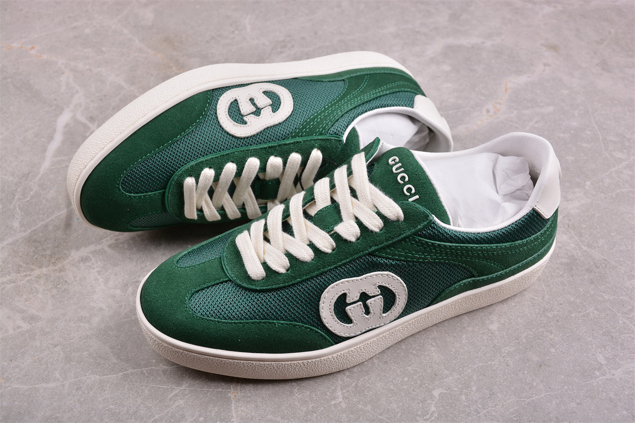 Gucci Interlocking G Green Suede Low Top Sneakers