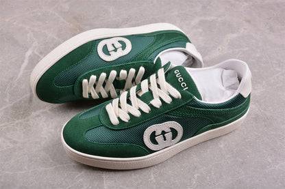Gucci Interlocking G Green Suede Low Top Sneakers