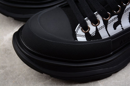 Alexander McQueen Tread Slick Graffiti Black Canvas Sneakers