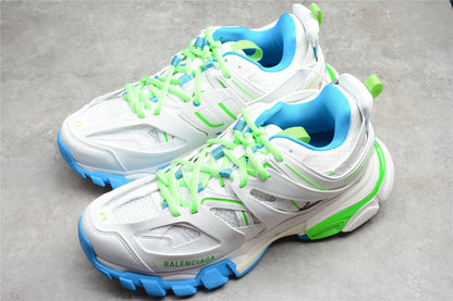 Women's White & Green Track Lifestyle Sneakers