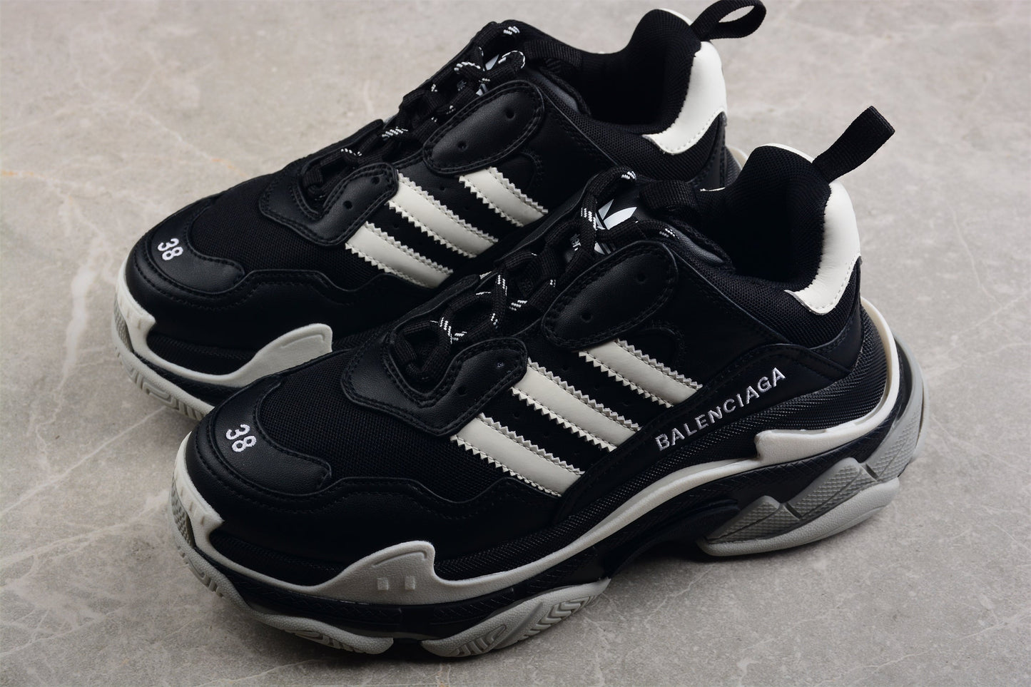 Balenciaga x Adidas Triple S Black Sneakers