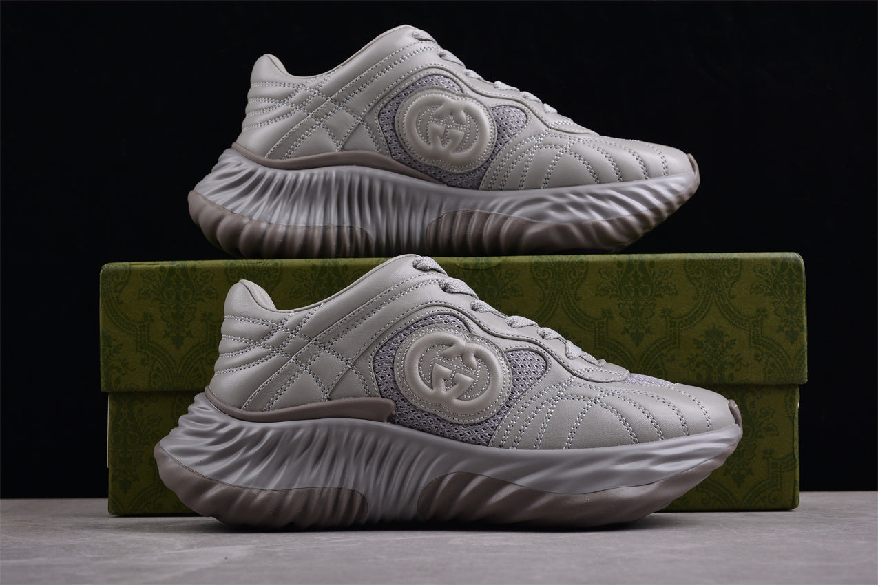 Gucci Ripple Grey Leather Sneakers