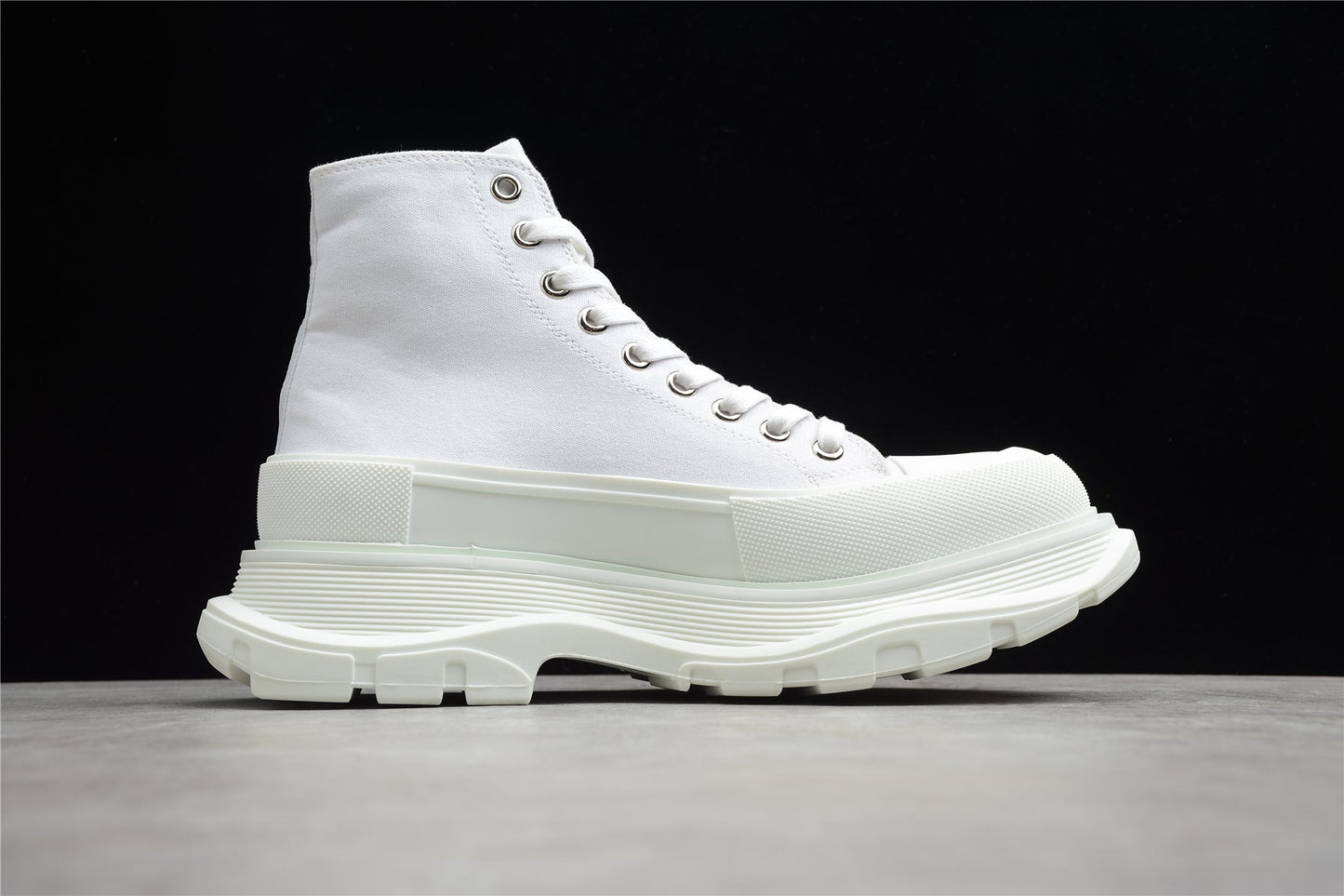 Alexander McQueen Tread Slick Boot Leather White White