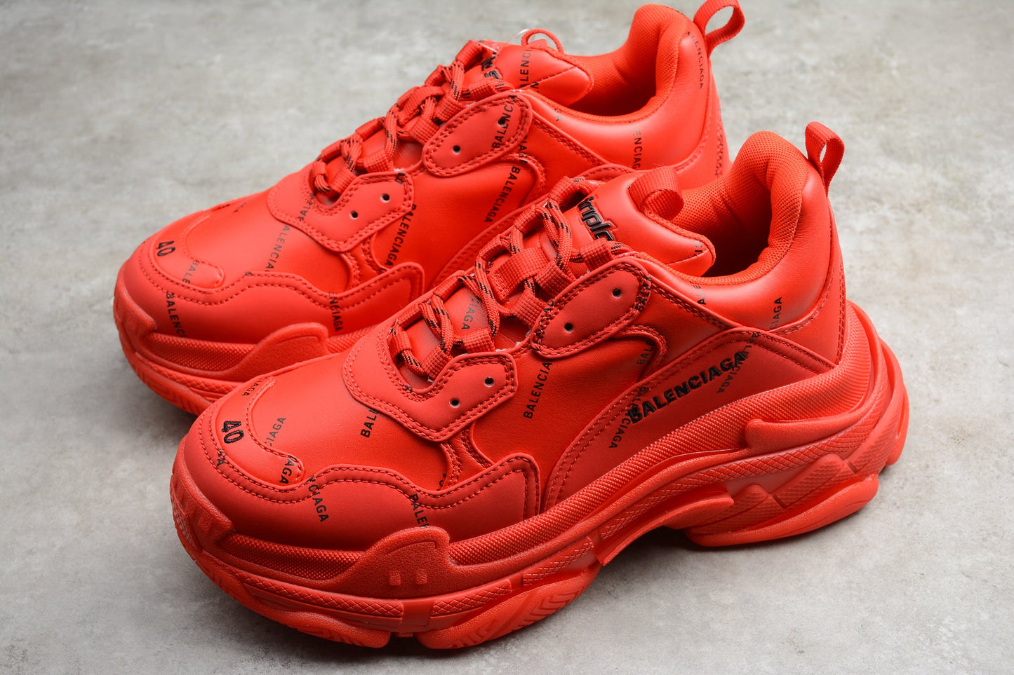 Balenciaga Triple S Allover Logo Red Sneakers