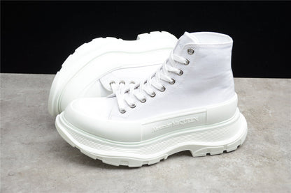 Alexander McQueen Tread Slick White Leather Boots