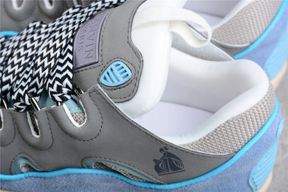 Lanvin Curb Grey Blue Leather Sneakers