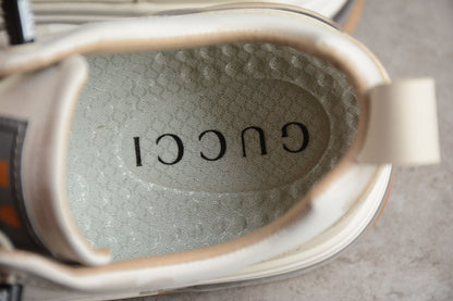 Gucci Cream Beige Leather Low-Top Sneakers