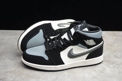 Nike Air Jordan 1 Mid Black Smoke Grey Sneakers