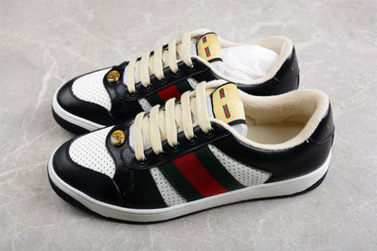 Gucci Women's Screener Black White Leather Sneakers