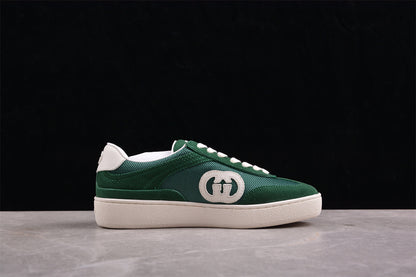 Gucci Interlocking G Green Suede Low Top Sneakers