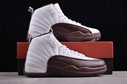 SoleFly x Air Jordan 12 White Baroque Brown Sneakers